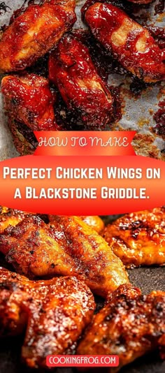 how to make perfect chicken wings on a blackstone griddle with text overlay