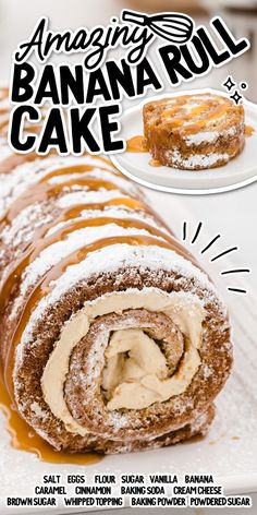 Banana Roll Cake Banana Cream Cake, Moist Banana Cake, Banana Roll, Cake Roll Recipes, Lost 100 Pounds, Roll Cake, Banana Cream