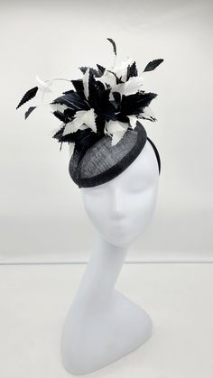 Beautiful Black and White Hat. Black Wedding Hat, Fascinator Bridesmaids Hat Kentucky Derby, Cocktail Party, Tea Party, funeral - Rare find - Ready to ship - Fast Shipping - Free Shipping - Group discount available - Customize by adding different color flowers and or feathers Check my store for for styles and colors. Hatsandpearls.etsy.com Find more at my website for more styles: www.hatsandpearls.com Reach out to me if you can't find what you are looking for. I can make cake custom orders and h Black Hat-style Headpieces For Wedding, Black Hat Headpiece For Wedding, Black Mini Hat For Kentucky Derby Wedding, Black Hat Style Headpieces For Wedding, Black Costume Hats For Kentucky Derby Wedding, Black Costume Hats For Royal Ascot Party, Black Kentucky Derby Costume Hat, Black Headband For Kentucky Derby Wedding, Black Headband For Wedding Or Kentucky Derby