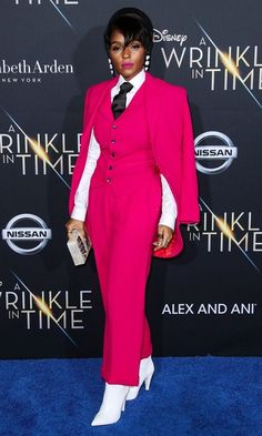 Janelle Monet, Suit Styles, Janelle Monae, Ladies Suits, Janelle Monáe, Best Red Carpet Looks, Carpet Looks, Backless Prom Dresses, Pink Prom Dresses