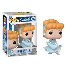 a pop vinyl figurine is shown in front of a box with an image of cinderella