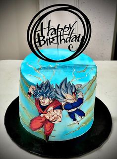 a birthday cake with two cartoon characters on it