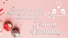 a birthday card with two cupcakes on a pink background