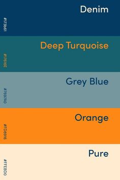 the color scheme for deep turquoise, grey blue and orange