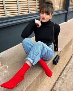 Red Boots Outfit, Look Boho Chic, Red Boots, Fall Style, Fashion Girl, Casual Girl, Fall Winter Outfits, Outfits Casuales, Casual Boots