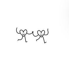 two stick figures holding hands in the shape of hearts