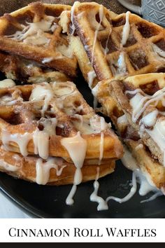 You’re gonna be singing all day with this happy and delicious breakfast medley: homemade cinnamon roll waffles with gooey brown sugar cinnamon filling melted into the crunchy pockets, then topped with traditional cinnamon roll cream cheese icing. No syrup needed – unless you want to add some to your icing:) 
#sourdoughwaffles #waffles #cinnamonwaffles #cinnamonrollwaffles #cinnamonrolls #wafflerecipes  #breakfastideas #sourdoughrecipes #atxfoodie #foodphotography #breakfast #waffleideas Cinnamon Waffles Recipe, Homemade Cinnamon Roll, Cinnamon Filling, Sweet Breakfast Treats, Cinnamon Coffee Cake, Homemade Recipes Dessert