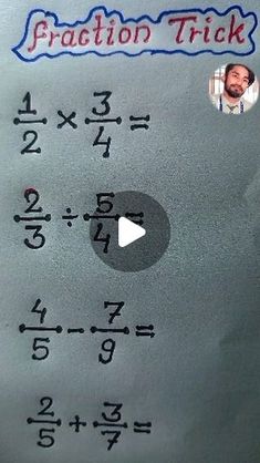 a close up of a piece of paper with numbers and fractions written on it