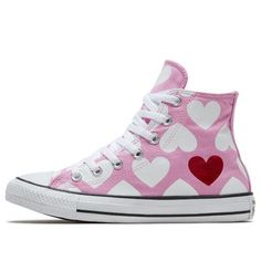 Converse Chuck Taylor All Star Hi 'Valentine' 167347C (SNKR/Unisex) Pink Converse, Red Canvas, Black Gums, Chuck 70, Swim Suits, Converse Chuck Taylor All Star, Stylish Sneakers, Converse All Star, Chuck Taylor All Star