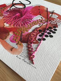 a piece of paper that has been altered to look like an abstract painting with flowers on it