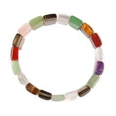 multicolored glass beaded bracelet on white background