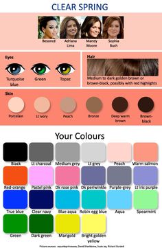 . Skin Color Chart, Which Hair Colour, Shaggy Pixie, Clear Winter, Clear Spring, Mode Tips, Spring Color Palette, Warm Palette