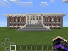 an image of a large building in minecraft with stairs leading up to the front door