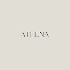 the word athena written in black on a white background