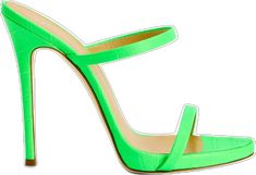 Luxury Green Platform Heels, Synthetic Fabric, Neon Green, High Heels, Heels, Leather