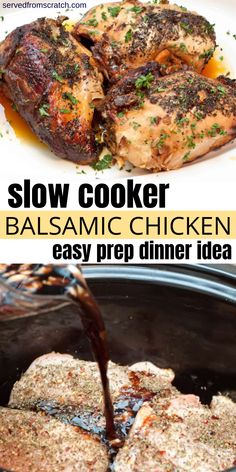 slow cooker balsamic chicken is an easy and delicious dinner idea that's ready in under 30 minutes