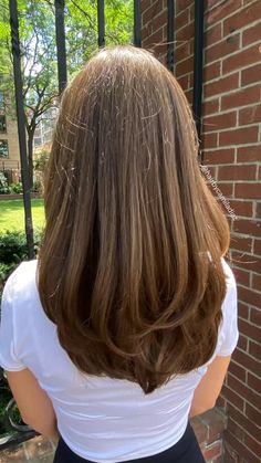 Brunette Hair Layers, Summer Brunette Hair, Brown Hair Summer, Bouncy Layers, Layers Curtain Bangs, Summer Brunette, Medium Length Brown Hair, Hair Layers