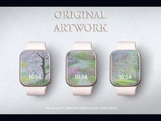 Watercolor Art Tree, Painting Wallpapers, Blossom Watercolor, Digital Watch Face, Cherry Blossom Watercolor, Art Tree, Spring Painting, Apple Watch Faces, Gift Of Time