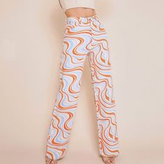 Marbled color line wide denim pants Zipper closure Pockets on side and back Semi high waist Non-stretchy Size and Fit: Model height 5’6” wearing size Small Pants Large, Blue Marble, Marble Colors, Color Lines, Denim Pants, Two Piece Pant Set, Zipper, High Waisted, Pants