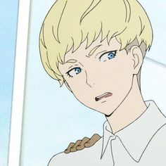 an anime character with blonde hair and blue eyes