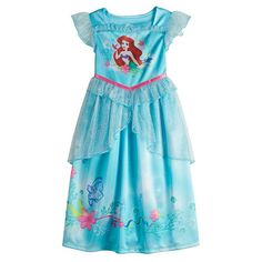 She'll be singing herself to sleep in this Disney's The Little Mermaid Ariel night gown.© Disney She'll be singing herself to sleep in this Disney's The Little Mermaid Ariel night gown. © Disney Below the knee length Scoopneck Flutter cap sleevesFABRIC & CARE Imported Machine wash For children's safety, garments should be snug fitting or flame resistant. These are flame resistant garments. Polyester Size: 2T. Color: Multicolor. Gender: female. Age Group: toddler. Pattern: Graphic. Fantasy Nightgown, Princess Nightgowns, Princess Fantasy, Sparkly Gown, Elsa Olaf, The Little Mermaid Ariel, Disney Toddler, Little Mermaid Ariel, Fantasy Princess