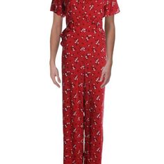 New With Tags One Hart (Born In California) Women’s Red Floral V-Neck Ruffled Jumpsuit Juniors Size: Large (Juniors) Originally Bought At Macy’s Ruffled Jumpsuit, Ruffle Jumpsuit, Neck Ruffle, Red Floral, Lady In Red, Pant Jumpsuit, Jumpsuit Romper, Pants For Women, Jumpsuit