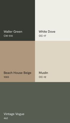 different shades of green, white and brown in the same color scheme for an exterior house