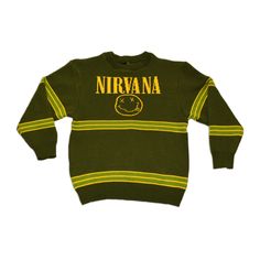 Our Nirvana Knit Ugly Christmas sweater is perfect for any 90s Grunge fan. It is designed perfectly for holiday parties, pub crawls, ski cabin trips, Christmas morning, and gifts! Stay warm for the holidays with this unique find! This sweater is made like they were back in the day using different colored yarn knitted together to create the design. They are not a sweatshirt that just has print on them. We use high quality 100% Acrylic yarn that is soft to the touch worm machine washable and will Grunge Knit Sweater, Logo Nirvana, Nirvana Sweater, Grunge Knit, Nirvana Logo, Greenwood Lake, Cabin Trip, Ski Trips, Ski Cabin