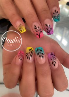 Summer Nail Ideas, Art Deco Nails, Bright Summer Nails, Pretty Nail Art, Gel Nail Designs