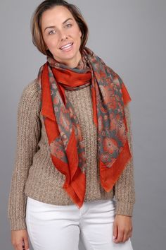 Introducing the Maelie Two-Tone Oblong Scarf, a versatile accessory in a striking orangish-red color. This elegant scarf can also be used as a shawl, providing both style and comfort. Perfect for any occasion, the Maelie scarf adds a pop of color and sophistication to your outfit. Crafted with attention to detail, its oblong shape ensures it drapes beautifully. Elevate your wardrobe with this chic and multifunctional piece.

Materials: 100% Wool
Size: 28" x 78" Printed Scarves, Infinity Scarf Pattern, Butterfly Scarf, Elegant Scarves, Paisley Scarves, Printed Scarf, Wedding Shawl, Printed Silk Scarf, Felted Scarves