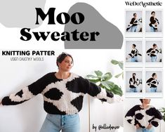 the knitting pattern for moo sweater is easy to make and looks great on any woman