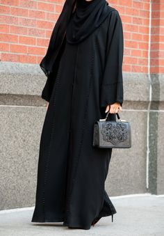 Sanijah Abaya in Classic Black Burqa Designs, Black Abaya Designs, Abaya Designs Latest, Black Abaya, Abaya Style