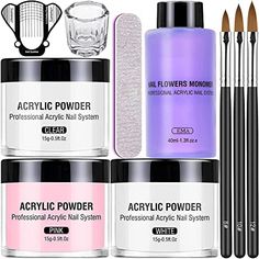 Acrylic Nail Starter Kit, Monomer Liquid, Professional Acrylic Nail Kit, Acrylic Nail Liquid, Nails Extension, Acrylic Nail Brush, Acrylic Nail Powder, Acrylic Nail Set, Clear Nail