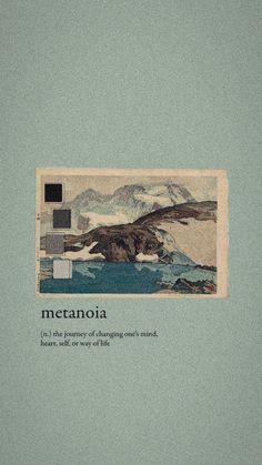 an old book with the title metanoia written in black and white on it