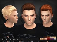 three male avatars with different colored hair