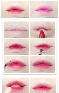 Gradient Lips Tutorial. Anime Make-up, Makeup Kawaii, Makeup Ulzzang, Makeup Tumblr, Anime Makeup