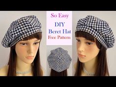 Beret Sewing Pattern Free, Felt Beret Diy, Diy Beret Hat How To Make, French Hat Pattern, How To Make A Beret Hat, Tam Hat Pattern, Kawaii Beret, Beret Tutorial, African Attire Patterns