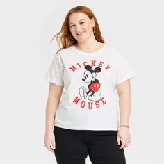 Add a bit of childhood nostalgia to your wardrobe with this Women's Disney Mickey Mouse Short Sleeve Graphic T-Shirt - White. The tee is made from soft material to keep you comfortable while you take on your day. It has a cute Mickey Mouse print for anyone who loves Disney or wants to give their day playful touch. Add a pinch of magic to your everyday wardrobe with this Women's Disney Mickey Mouse Short Sleeve Graphic T-Shirt - White. Cotton Graphic Tee For Disney Fan Events, Mickey Mouse Cotton Short Sleeve T-shirt, Cotton Mickey Mouse Short Sleeve T-shirt, Mickey Mouse Graphic Tee With Short Sleeve, Playful Cotton Mickey Mouse T-shirt, Mickey Mouse Graphic Tee In Cotton, Cotton Mickey Mouse Top With Relaxed Fit, Mickey Mouse Graphic Cotton Tee, Disney Princess Outline