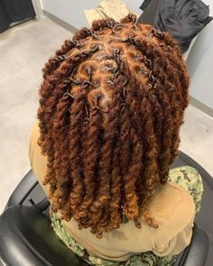 Different Shades Of Brown Locs, Two Strain Twist Locs, C Shaped Parts Locs, Brick Parting Locs, Brown Colored Locs, Loc Hair Colors, C Part Locs, Honey Brown Locs Black Women