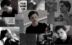 black and white collage of people with signs in the background that say it's all my work, i love you more