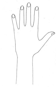 a drawing of a hand with two fingers extended up to the left and right side