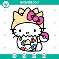 an image of hello kitty with pink bow on her head and the word svg file