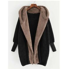 LOVEMI Sweaters Black / One size Lovemi -  New Color Matching Hooded Loose Cardigan Jacket Fall Womens Fashion, Girls Outwear, Plush Coat, Loose Cardigan, Womens Sweatshirts Hoods, Plus Size Outerwear, Plus Size Coats, Teddy Coat, Coat Winter