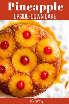 pineapple upside down cake with cherries on top