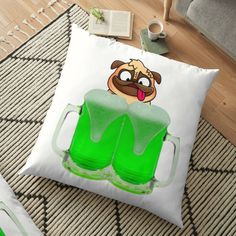 St Patricks Day Celebration । Funny Puppy Bear Celebrate । Trending Floor Pillow Funny Puppy, Puppies Funny