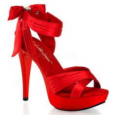 This is a listing for a new pair of 5" Red Satin Platform Heels.  They are made by Fabulicious and the style name is Cocktail-568. There is a zipper up the back for easy on/off.  These are not professional dancing shoes.   Available colors: Black, Nude, Red   Available sizes: US woman's sizes 5, 6, 7, 8, 9, 10, 11, 12, 13, 14 Use the drop down menus above to select your size and color.  ** All of our listings are marked as private, so that you the buyer may remain anonymous throughout your purch Red Shoes Heels, Shoes Pumps Heels, Red Stilettos, Heels Red, Pleaser Shoes, Satin Shoes, Prom Heels, Red High Heels, Bridal Heels