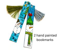 painted bookmarks Watercolour Bookmarks Easy, Watercolour Bookmarks, Painted Bookmarks, Whimsical Snowman, Painted Snowman, Creative Bookmarks, Watercolor Bookmarks, Snowman Painting, Using Acrylic Paint