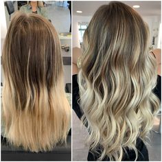 Color Melt Brunette To Blonde, Root Stretch Hair Blonde, Blonde Root Melt, Blonde Back, Color Melting Hair, Shadow Roots, Blonde Ideas, Root Melt