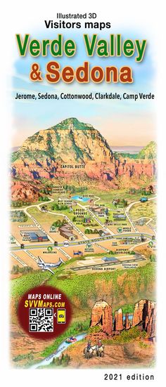 an illustrated map of the valley and sedona