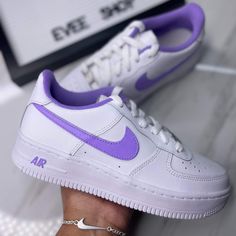 Custom Nike Air Force 1 Customized With The Finest Leather Paint, Sealed With A Sealant For Maximum Protection. Fully Authentic, Comes With Original Box These Can Come In Any Size Or Color Of Your Choosing, Send Me A Message For Your Own Personal Custom Can Take Up To 2 Weeks For Customization ***Shoes Displayed Are Hand Painted And Sold By Evee Shop** Thank You For Considering Our Store! We Appreciate Your Business And Support! Check Out Our Closet For More Sneakers And Follow Us Check Out Our Nike Air Force 1 Colors, Nike Air Force 1 Purple, Rave Shoes, Custom Nike Air Force 1, Nike Shoes Women Fashion, Custom Nike Air Force, Nike Shoes Air Force, White Nike Shoes, Nike Fashion Shoes